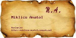 Miklics Anatol névjegykártya